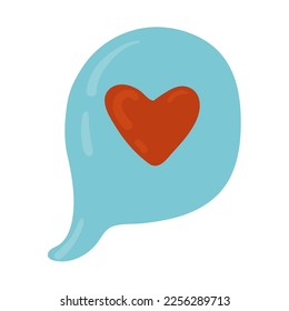 Burbuja Del Discurso Con Corazón Rojo. Icono vectorial del día de San Valentín. Botón de diálogo de mensajes, notificación de medios sociales. Icono de amor como corazón aislado en blanco 
