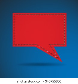 Speech bubble in red on blue background,vector illustration