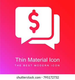 Speech bubble red and pink gradient material white icon minimal design