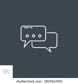 Speech Bubble Related Vector Line Icon. Isolated on Black Background. Editable Stroke.