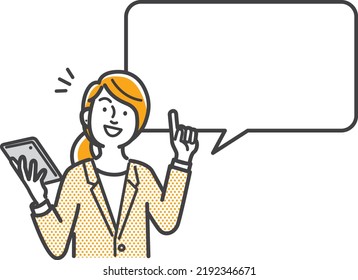 Speech Bubble Representation Of The Explanation Scene Of A Female Office Worker