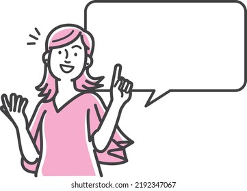 Speech Bubble Representation Of The Explanation Scene Of A Female Office Worker