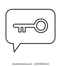 speech bubble with retro key door