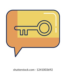 speech bubble with retro key door
