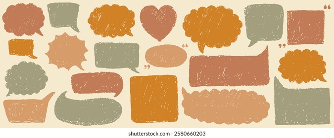Speech Bubble retro set. Talk bubble. Cloud speech bubbles collection. Vector isolated on transparent background. hand drawn conversation, dreaming cloud.