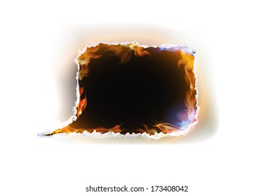 Speech Bubble, Ripped paper design and flames 