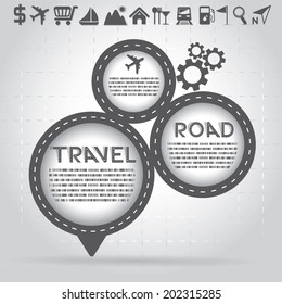Speech Bubble Road and Icon Set, Travel Concept, Vector EPS10