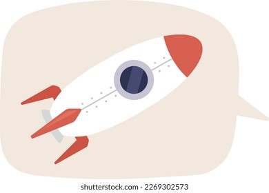 Speech bubble with rocket semi flat color vector element. Idea about startup launch. Editable full sized icon on white. Simple cartoon style spot illustration for web graphic design and animation