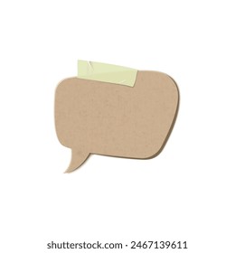 Speech bubble with rounded ends and adhesive tape. Creative vector illustration of a kraft paper dialog box, ideal for unique design elements on an isolated background.