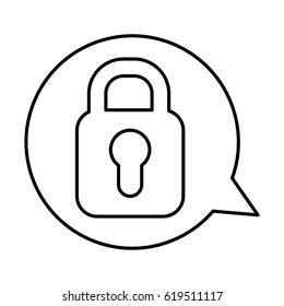 speech bubble with safe padlock isolated icon