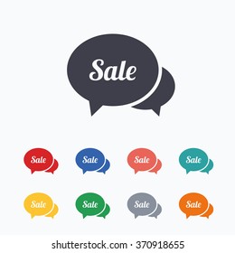 Speech bubble Sale sign icon. Special offer symbol. Colored flat icons on white background.