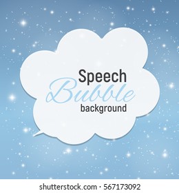 Speech Bubble with Sample Text against Abstract Glossy Star Sky Vector Illustration Background, EPS10