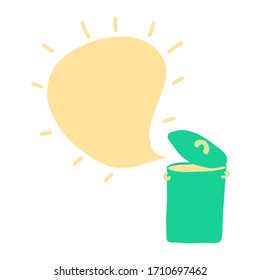 Speech bubble and saucepan with soup. Place for you text. Trendy vector hand drawn doodle illustration.