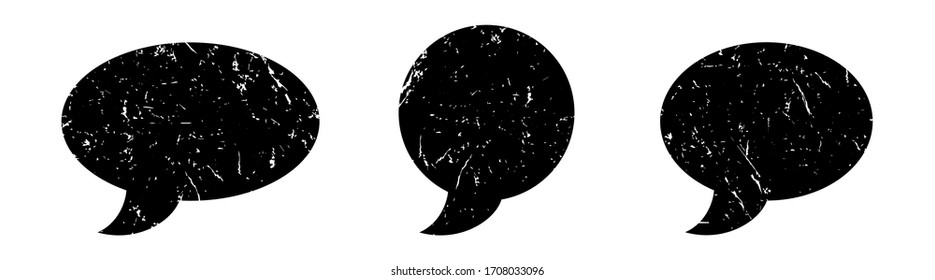 Burbuja del habla con textura rayada. Objeto Grunge. Icono de los medios sociales. Ilustración vectorial.