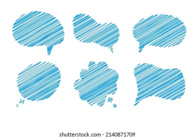 Speech bubble. Scribble frames. Hand drawn effect illustration. Sketch. Messages, phrases, text, chat, talk or dialog clouds set. Vector illustration isolated on  background.