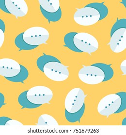 Speech bubble seamless pattern over yellow background. Vector illustration