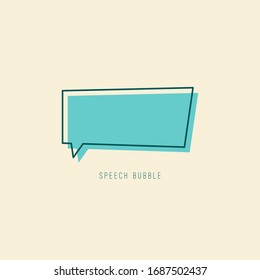 Speech Bubble. Separated Outline concept. Blue shadow. Blank empty sticker. Graphic Vector illustration. Cartoon Comic style. Simple, minimal design. Isolated Icon, Logo template