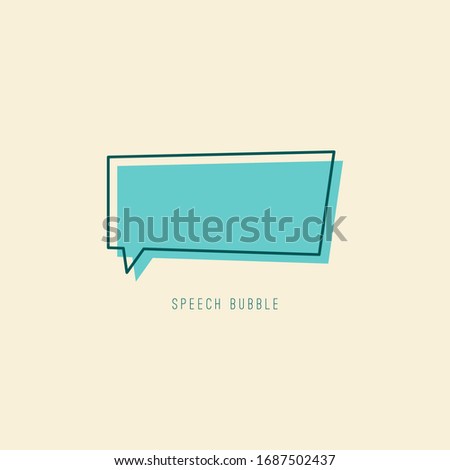 Speech Bubble. Separated Outline concept. Blue shadow. Blank empty sticker. Graphic Vector illustration. Cartoon Comic style. Simple, minimal design. Isolated Icon, Logo template