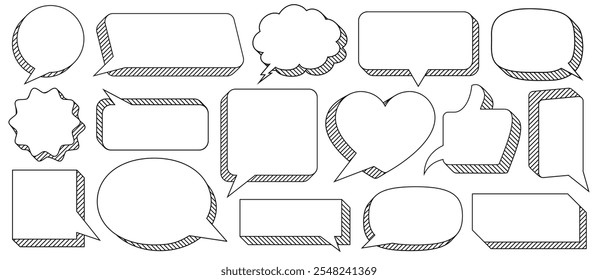 Speech bubble set 3d style cloud talk