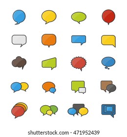 Speech Bubble Set Of Abstract Vector Color Icon Style Colorful Flat