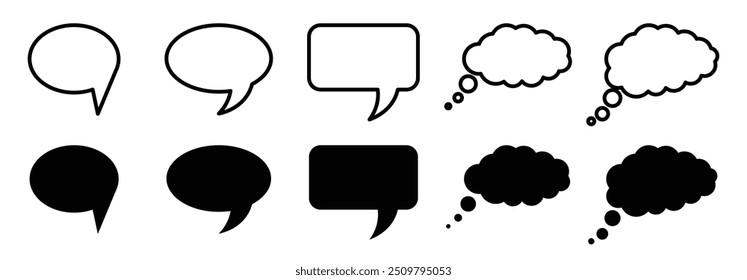 Speech Bubble set in black outline and filled style