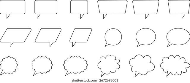 Speech Bubble set. Blank empty speech bubbles for text, chatting, message box, social media icon. Speech and thought bubbles in different shapes. Chat vector icon