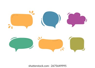 Conjunto de burbujas de discurso. Burbuja de chat de dibujos animados. Conjunto de color de Vector de mensaje de chat de doodle aislado.