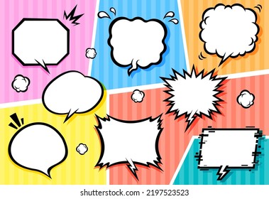 Speech bubble set in cartoon style