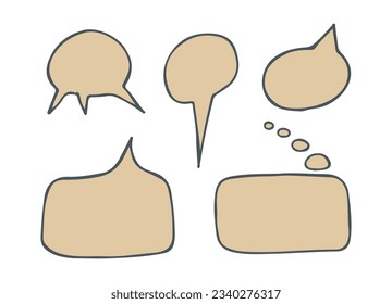 speech bubble Set. color talk bubble text, chat box, in retro style. Frames for texts isolated on white background. Vector illustration