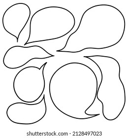 Speech bubble set, comic cloud shape. Hand drawn doodle sketch style. Speech bubble chat, message element, quote text, dream, think. Stock vector illustration on white backgroung.