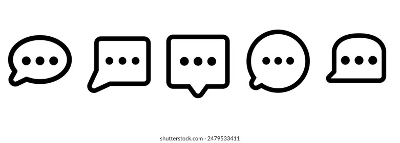 speech bubble, set of dialogue chat icons in line style, suitable for application button designs, user interface templates, and infographic posters.