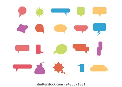 Speech bubble set. Different colour speech bubble icon on white background. flat style. Scribe round shapes for comic magazine bubble talk vector collection. Explosion Speech Bubble set.