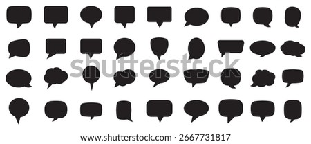 Speech bubble set, different empty speech chat discussion bubble line icons, talk cloud balloon collection, set of hand drawn speech bubbles, chat sign - stock vector