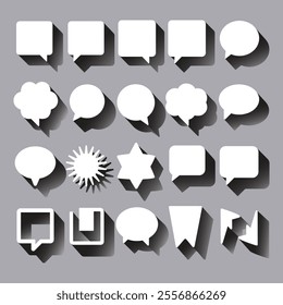 Speech bubble, Set of different shapes speech bubbles with shadow.