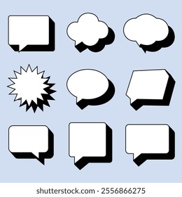Speech bubble, Set of different shapes speech bubbles with shadow.