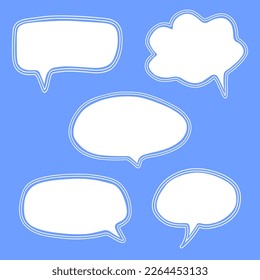 Speech bubble set. Feedback comment. Business suggestion. Hand drawn chatting symbol. Message box doodle.