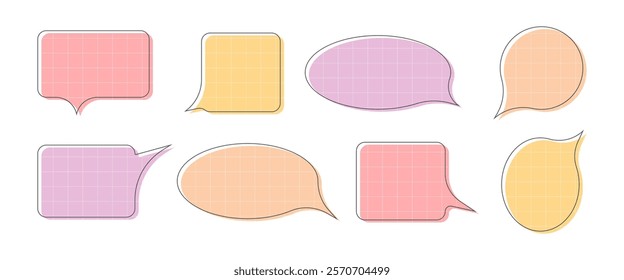 Speech bubble set. Flat speak bubble text, chatting box, message box. Vector blank element isolated on white background for emotional tone of message