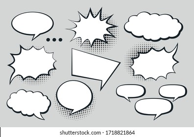 speech bubble set. Halftone shadows. Vector illustration