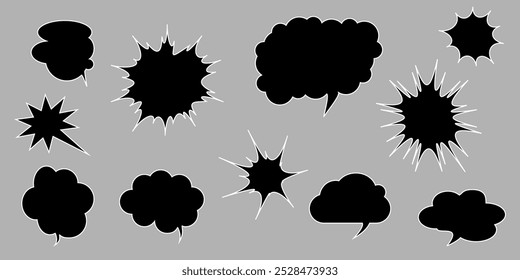 Balão de Fala definido. Conjunto de bolhas de fala de desenho à mão.