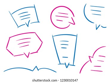 speech bubble set hand drawn vector