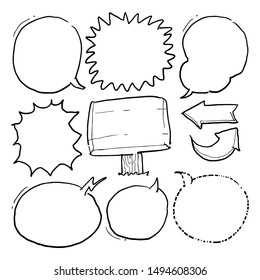 speech bubble set hand drawn 