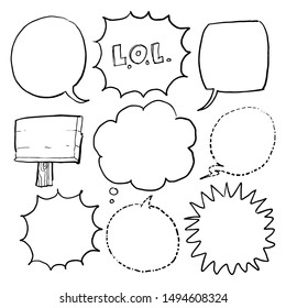 speech bubble set hand drawn 
