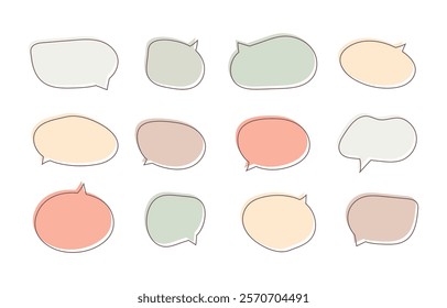 Speech bubble set. Hand drawn shapes for text, message, conversation. Doodle vector illustration for advertising, comics, infographics, multimedia content