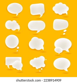 Speech Bubble Set Isolated Yellow Background With Gradient Mesh, Vector Illustration