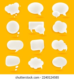 Speech Bubble Set Isolated Yellow Background With Gradient Mesh, Vector Illustration