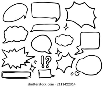 Speech bubble set line icons. Speech bubble vector line pictogram. Comic dialog clouds. Vector illustration