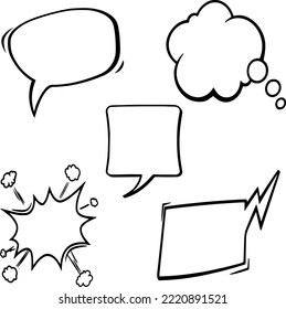 Sprachblase-Set-Symbole. Speech Blase, Vektorgrafik Piktogramm. Comischer Dialog trübt. Vektorgrafik