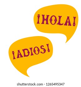 Speech bubble set mexican words exclamation adios hola vector illustration