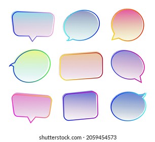 Speech Bubble Set Neon Color Half Tone Background For Chat, Communication, Message. Vector Illustration 10 Eps