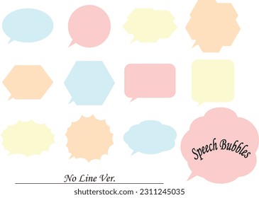 Speech bubble set, no outline, pastel colors